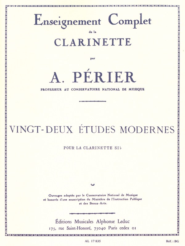 Auguste Périer: 22 Etudes modernes (Clarinet solo)