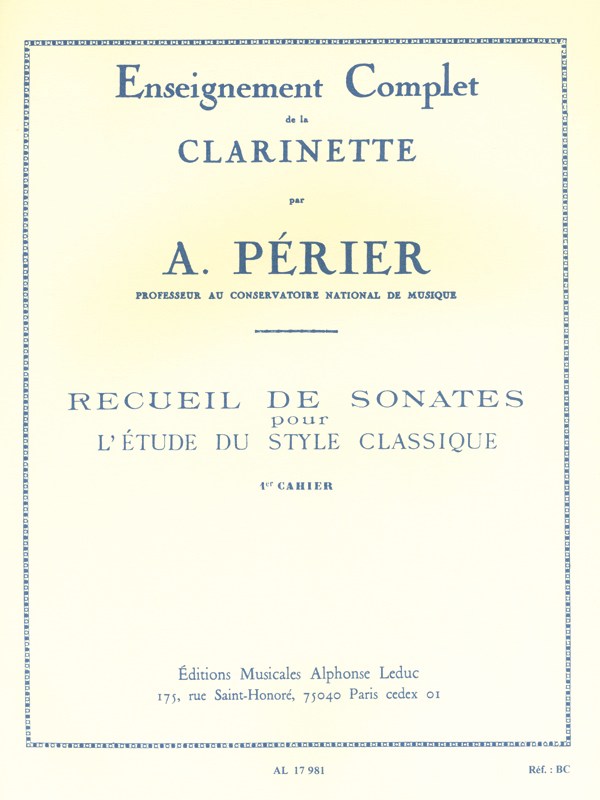 Various Composers: Recueil de Sonates Vol.1 (Clarinet solo)
