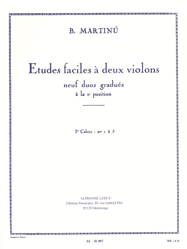 Bohuslav Martinu: Etudes faciles à deux Violons H191, Vol.1 (Violins 2)
