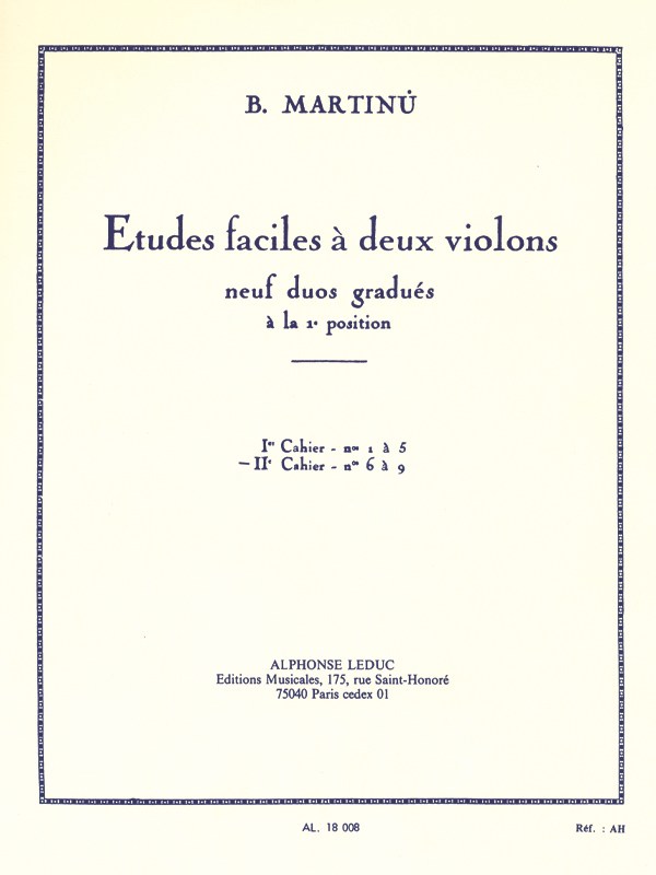Bohuslav Martinu: Etudes faciles à deux Violons H191, Vol.2 (Violins 2)
