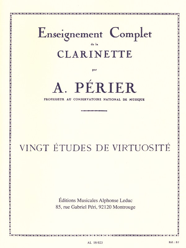 Auguste Périer: 20 Etudes de Virtuosité (Clarinet solo)