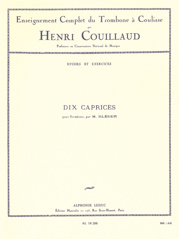 Henri Couillaud: 10 Caprices de Bléger (Trombone solo)