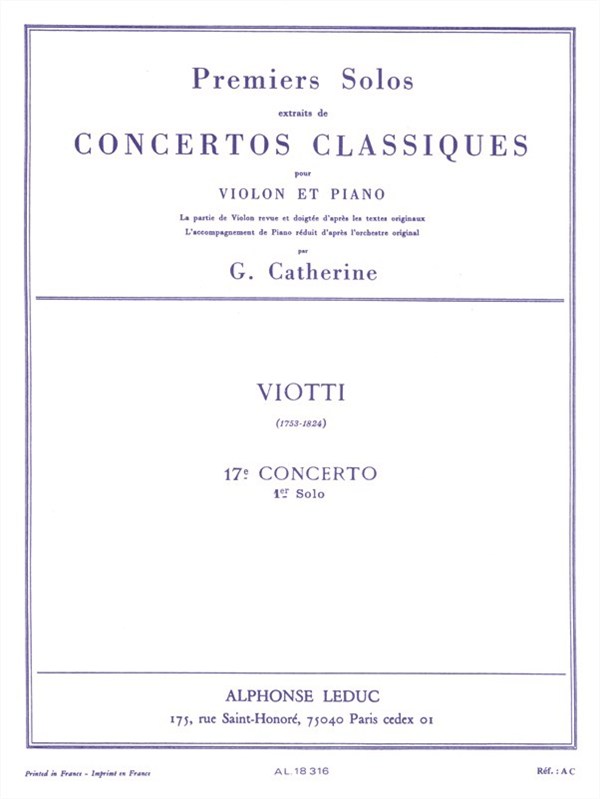 Giovanni Battista Viotti: Solo No.1 from Concerto No.17 (Violin & Piano)