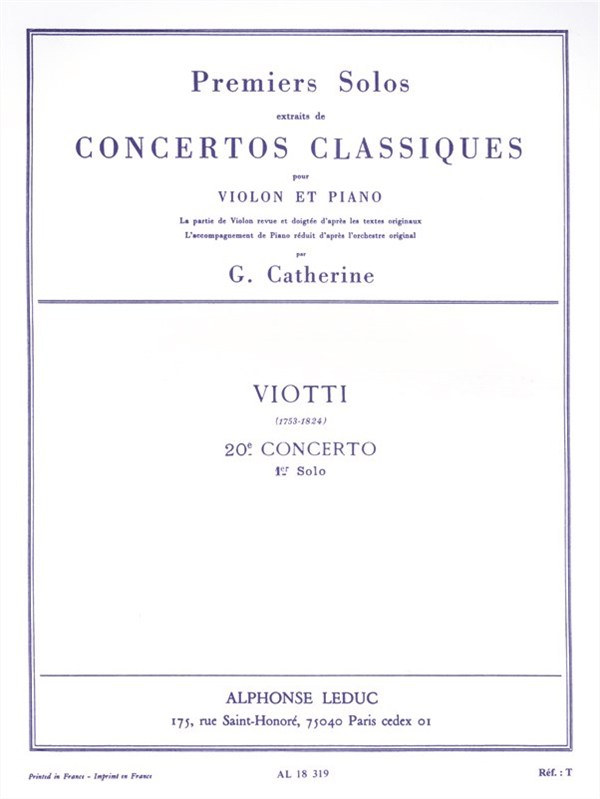Giovanni Battista Viotti: Solo No.1 from Concerto No.20 (Violin & Piano)