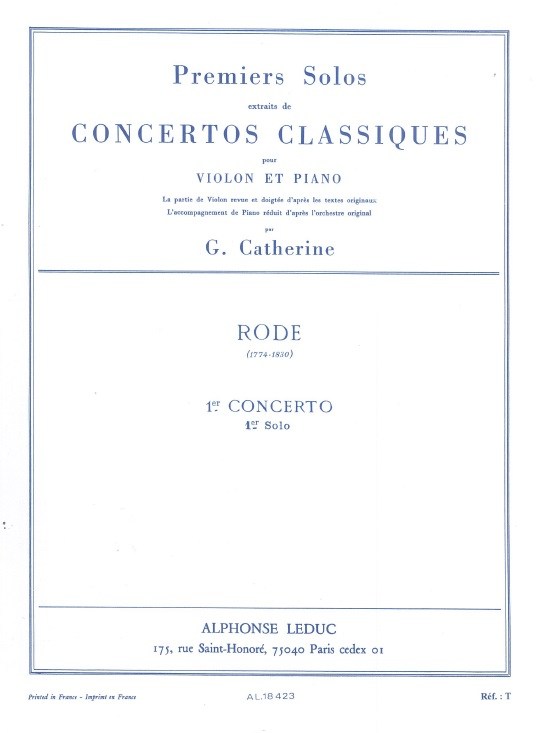 Rode Premiers Solos Concertos Classiques No 1 Violin & Piano Book
