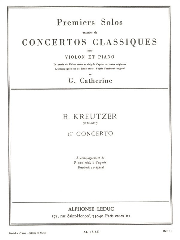 Rodolphe Kreutzer: Solo No.1 from Concerto No.1 in G major (Violin & Piano)