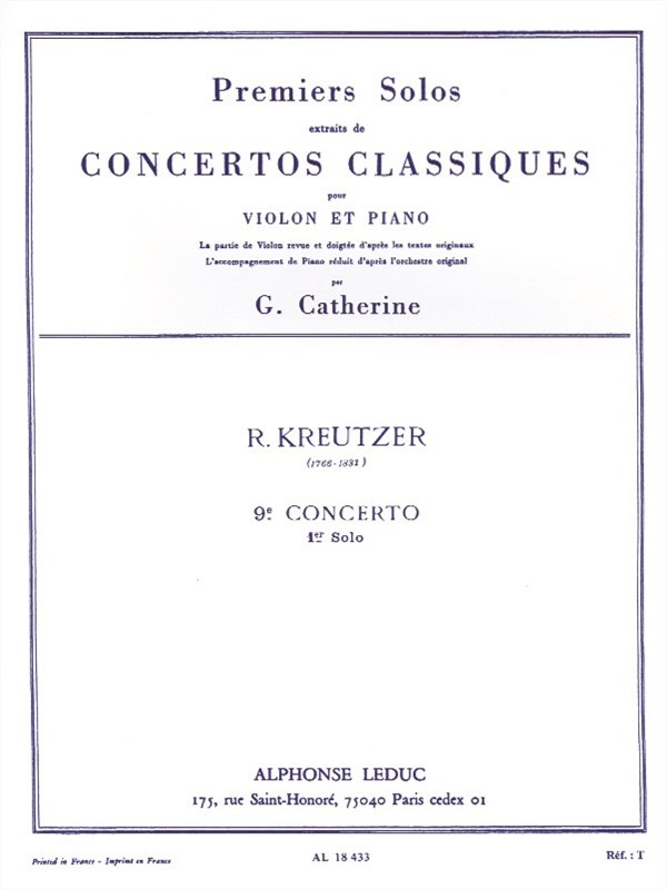 Rodolphe Kreutzer: Solo No.1 from Concerto No.9 in E minor (Violin & Piano)
