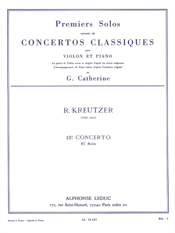 Rodolphe Kreutzer: Solo No.1 from Concerto No.13 in D major (Violin & Piano)
