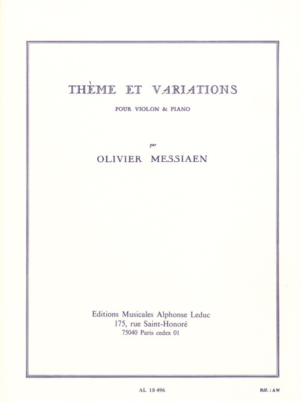 Olivier Messiaen: Theme Et Variations