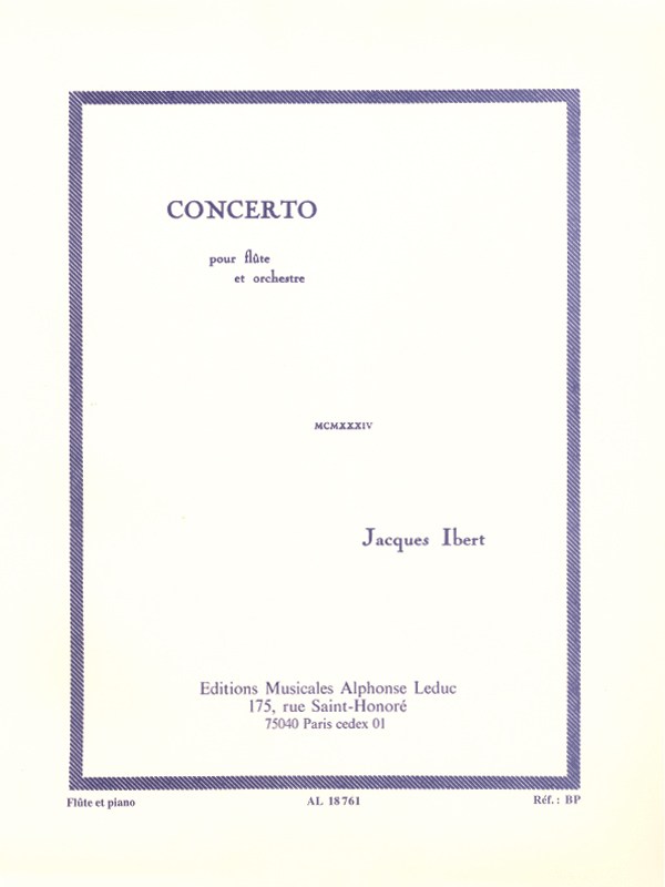 Jacques Ibert: Concerto (Flute/Piano)