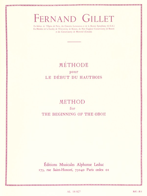 Ferdinand Gillet: Méthode pour le Début (Oboe solo)