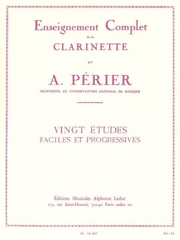 Auguste Périer: 20 Etudes faciles et progressives (Clarinet solo)