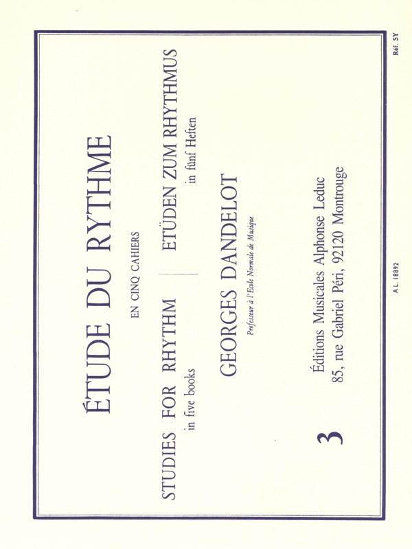 Georges Dandelot: Etude de Rythme Vol.3: Rythmes simultanées (Book)