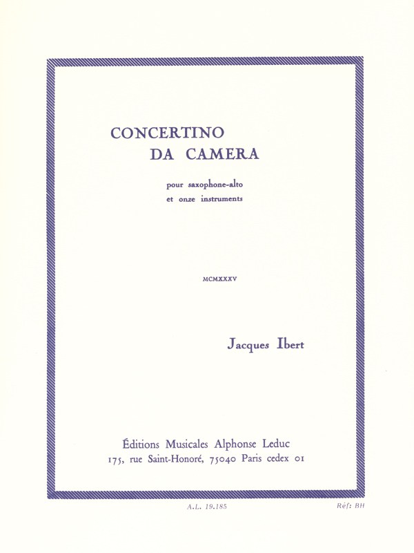 Jacques Ibert: Concertino Da Camera