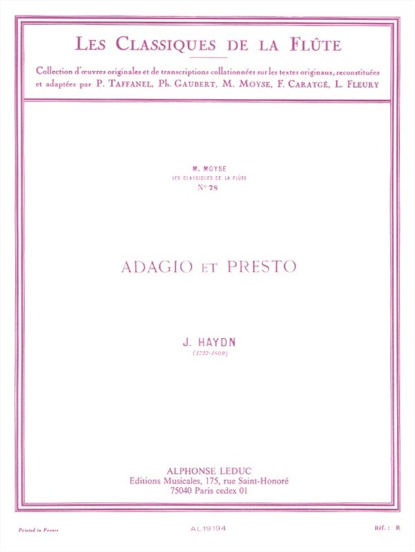 Franz Joseph Haydn: Adagio et Presto (Classiques No.78) (Flute & Piano)