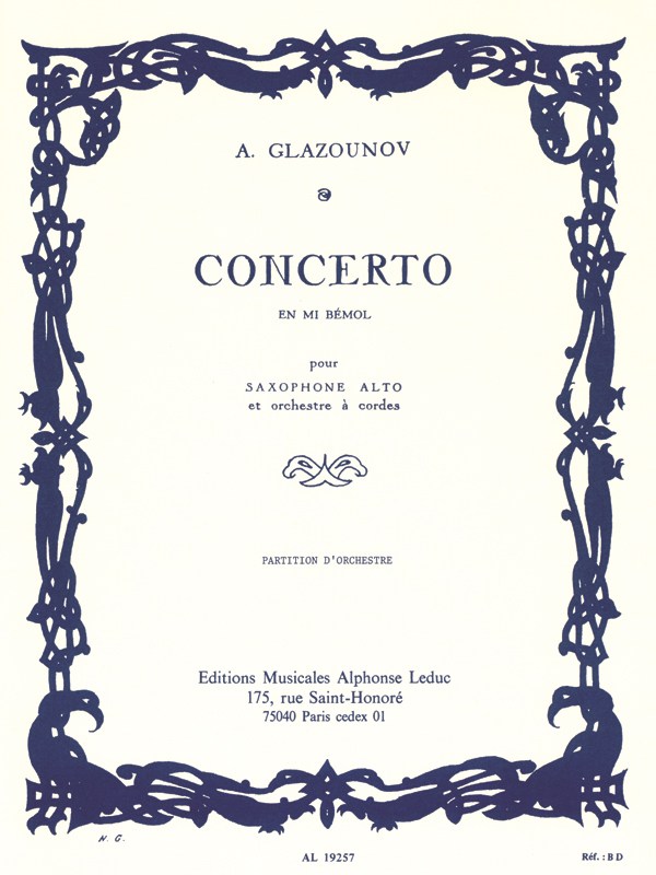 Alexandre Glazounov: Saxophone Concerto Op.109 In E Flat - Full Score