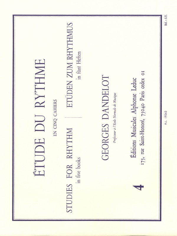 Georges Dandelot: Etude de Rythme Vol.4: Mesures simples (Book)