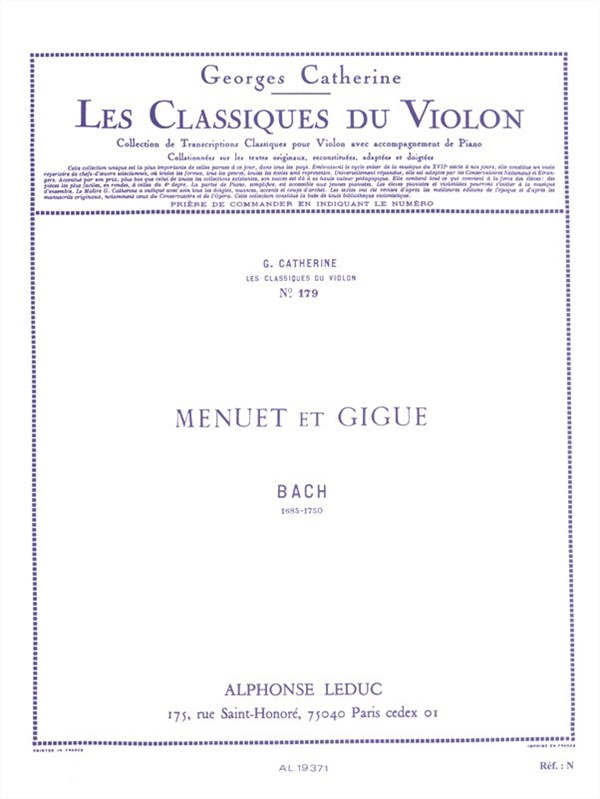 Johann Sebastian Bach: Menuet et Gigue (Classiques No.179) (Violin & Piano)