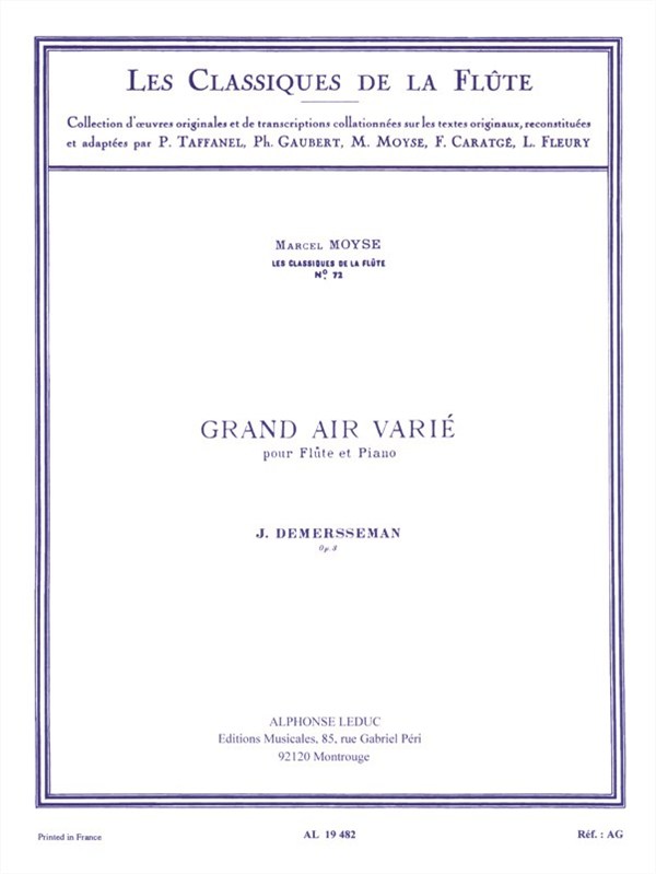 Jules-Auguste Edouard Demersseman: Grand Air Varié (Classiques No.72) (Flute/Piano)