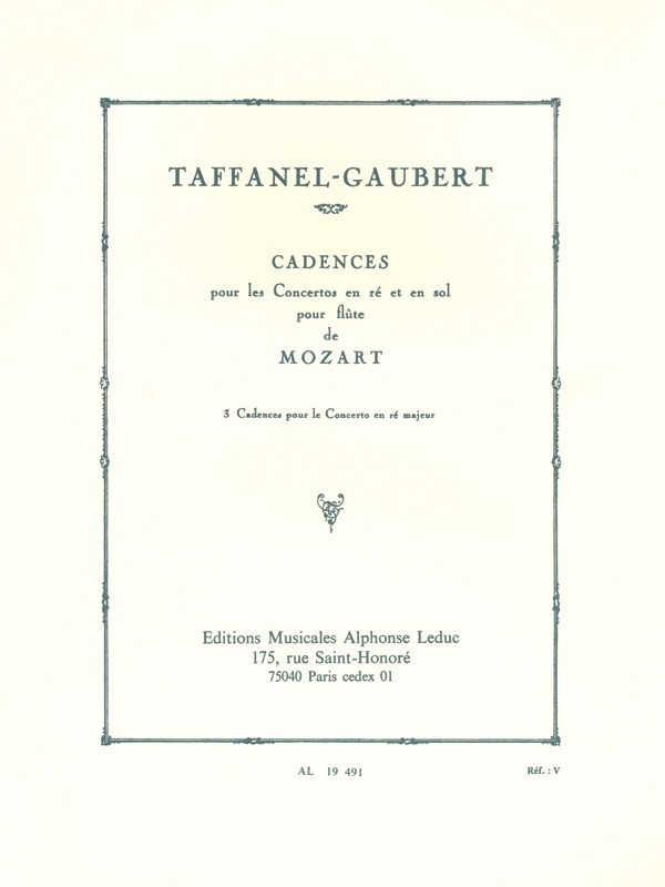 W.A. Mozart: 3 Cadenzas For Concerto KV 314