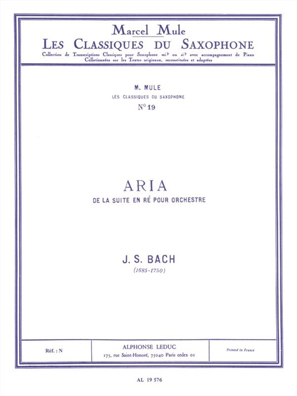 Aria From Suite D Bwv 1068 Alto Sax/Pno