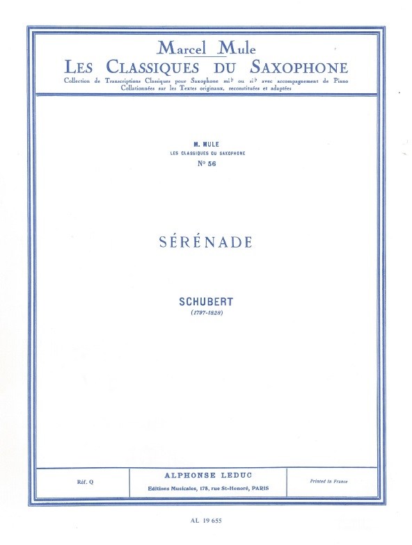 Franz Peter Schubert: Serenade (Classiques No.56) (Saxophone-Alto & Piano)
