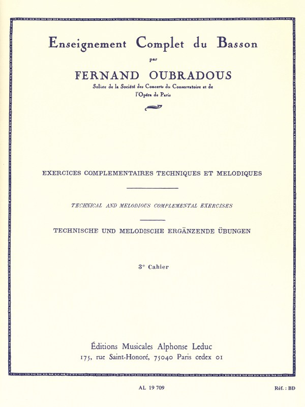 Fernand Oubradous: Enseignement complet Vol.3 (Bassoon solo)