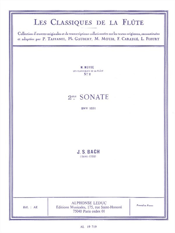 Johann Sebastian Bach: Sonata No.2, BWV1031 in E flat major (Classiques No.2) (Flute & Piano)