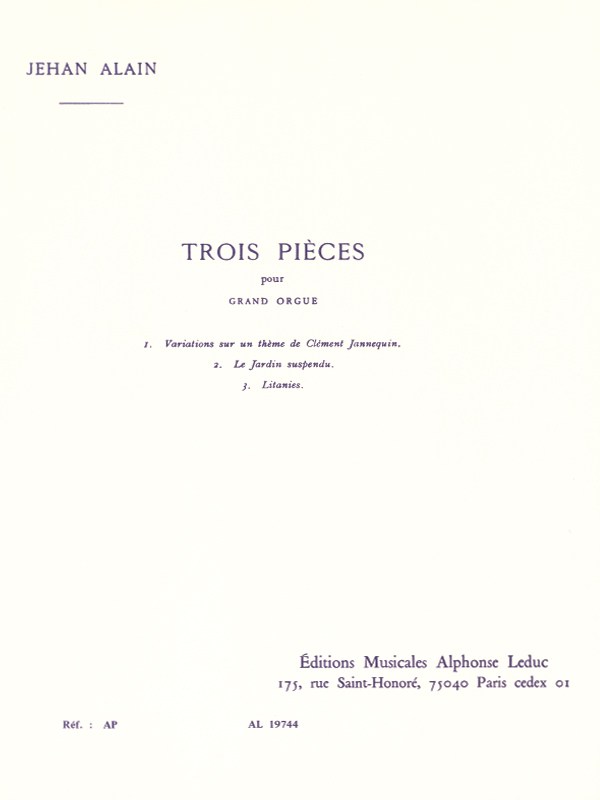 Jehan Alain: 3 Pieces