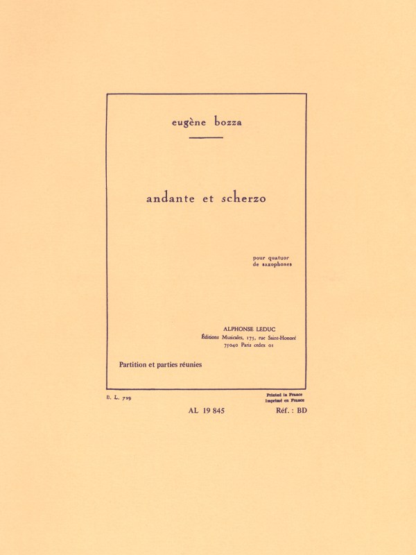 Eugène Bozza: Andante et Scherzo (Saxophones Quartet)