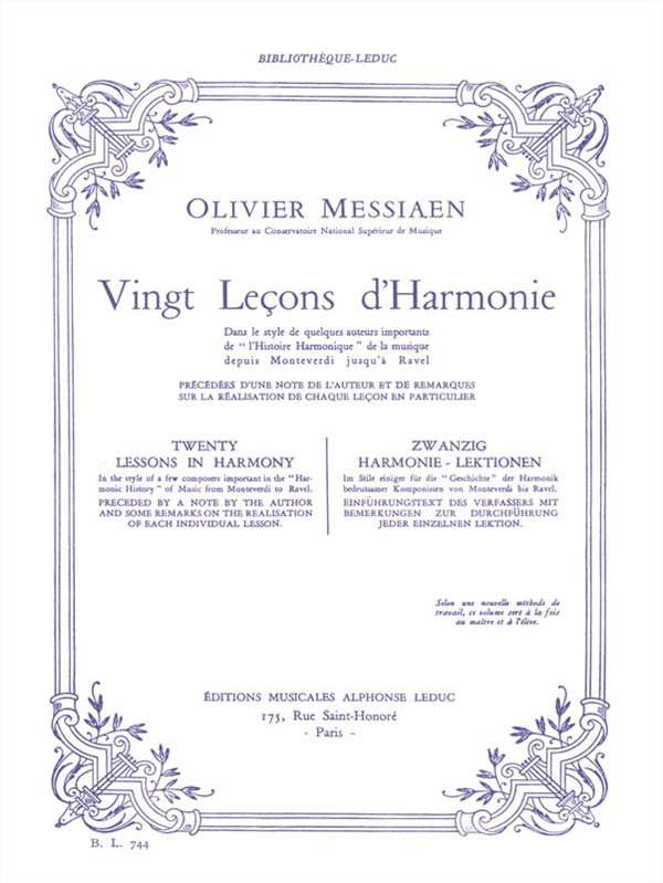 Olivier Messiaen: 20 Leçons d'Harmonie (Book)