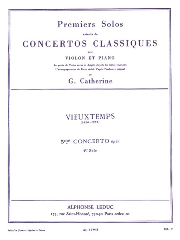Georges Catherine: First Solos extracted from the Classic Concertos (Vieuxtemp's Concert No. 5), for Violin and Piano
