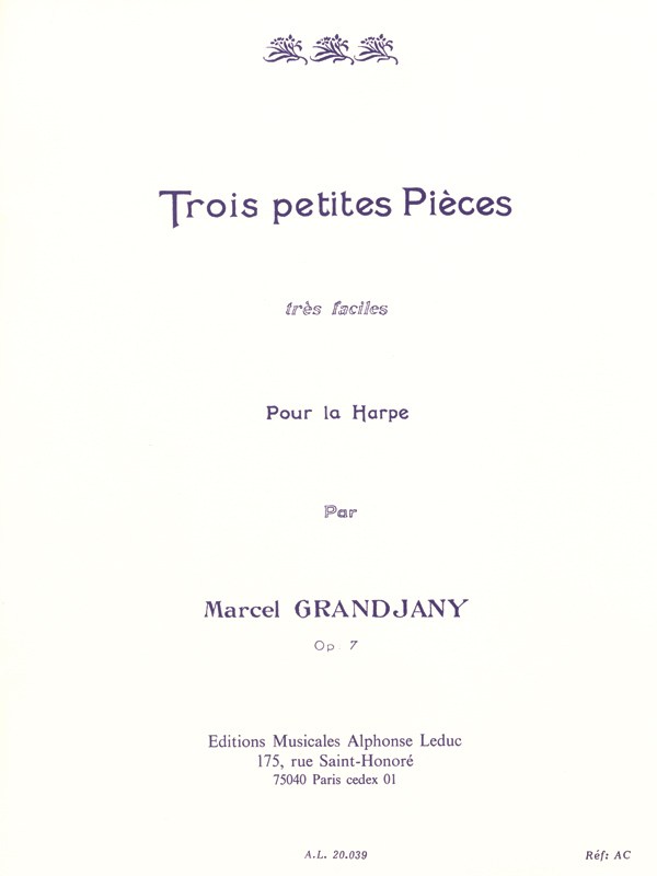 Marcel Grandjany: 3 Petites Pièces Très Faciles Op.7 (Harp Solo)