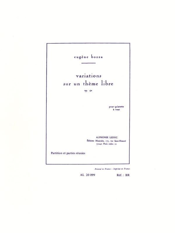 Eugène Bozza: Variations sur un Thème libre Op.42 (Quintet-Wind)