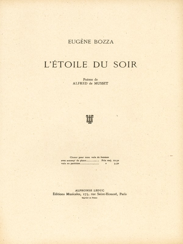 Eugène Bozza: L'Étoile Du Soir For 3 Female Voices And Piano