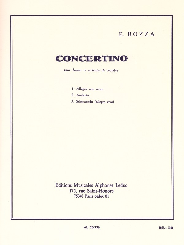 Eugène Bozza: Concertino Op.49 (Bassoon & Piano)