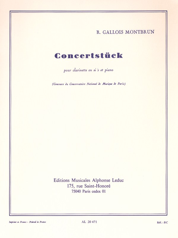 Raymond Gallois-Montbrun: Concertstück (Clarinet & Piano)