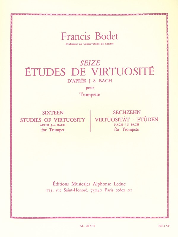 Francis Bodet: 16 Etudes de Virtuosité d'après Bach (Trumpet solo)