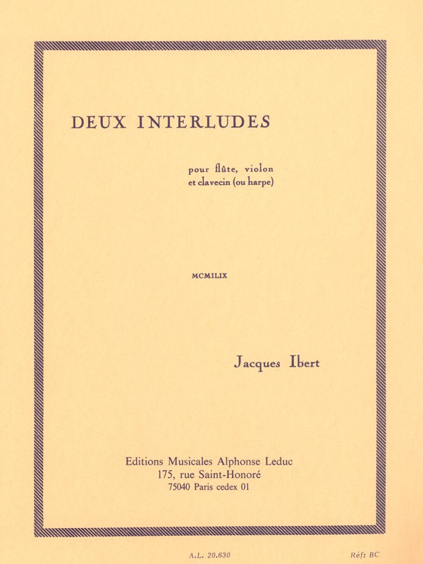 Jacques Ibert: 2 Interludes (Trio - Mixed)