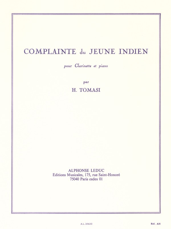 Henri Tomasi: Complainte du jeune Indien (Clarinet & Piano)