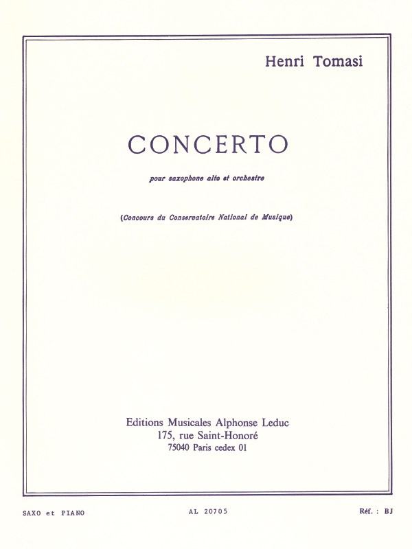 Henri Tomasi: Concerto (Saxophone-Alto & Piano)