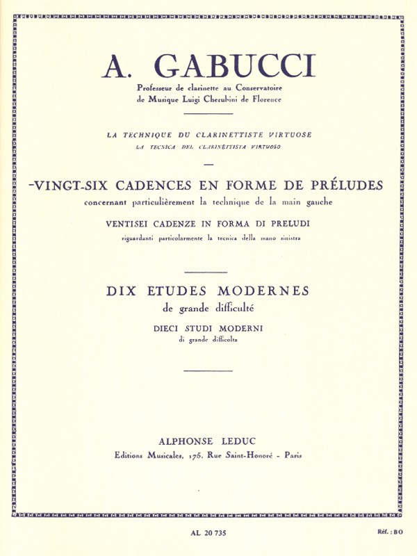 Agostino Gabucci: 26 Cadences en Forme de Préludes (Clarinet solo)