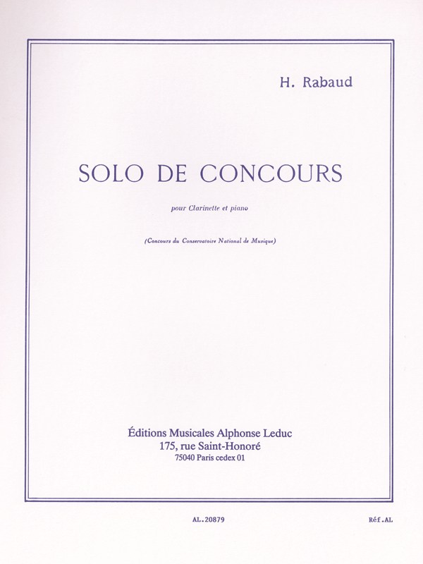 Henri Rabaud: Solo De Concours Op. 10 (Clarinet And Piano)