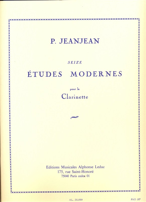 Paul Jeanjean: 16 Etudes modernes (Clarinet solo)
