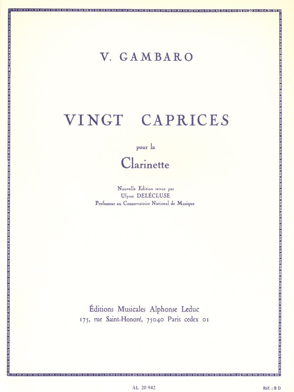 Vincenzo Gambaro: 20 Caprices (Clarinet solo)