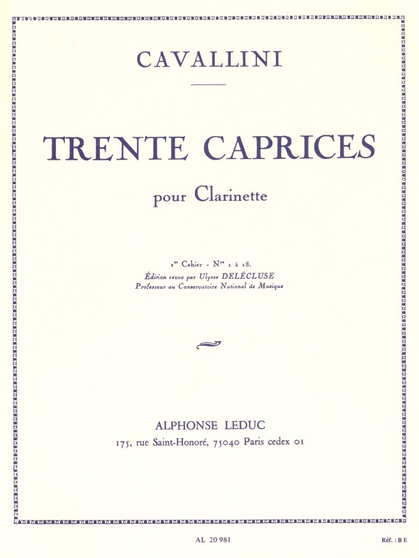 Ernesto Cavallini: 30 Caprices Vol.1 (Clarinet solo)