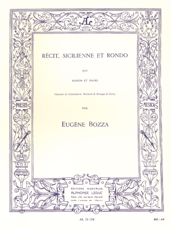 Eugène Bozza: Réçit, Sicilienne et Rondo (Bassoon & Piano)