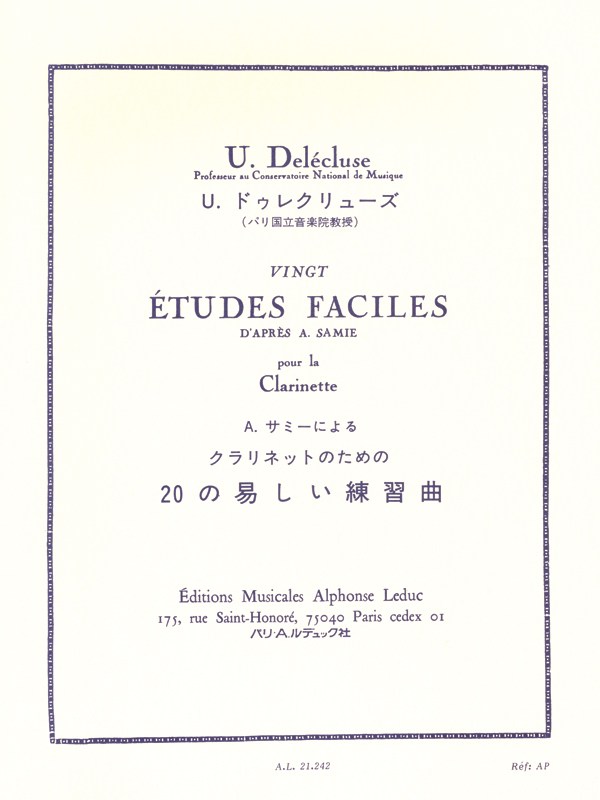 Ulysse Delécluse: 20 Etudes faciles d'après Samie (Clarinet solo)
