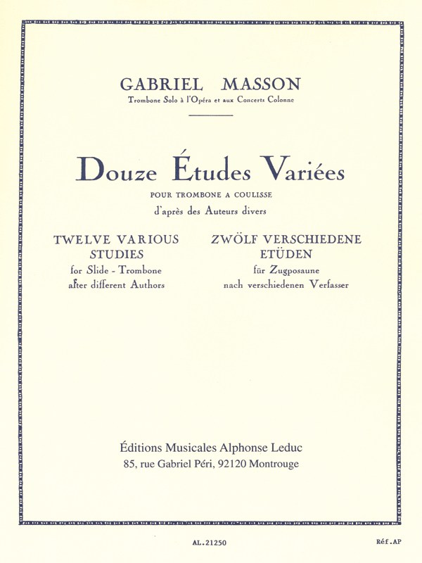 Gabriel Masson: 12 Etudes variées (Trombone solo)