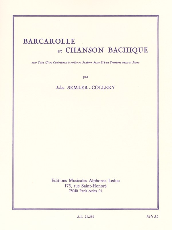 Jules Semler-Collery: Barcarolle Et Chanson Bacchique